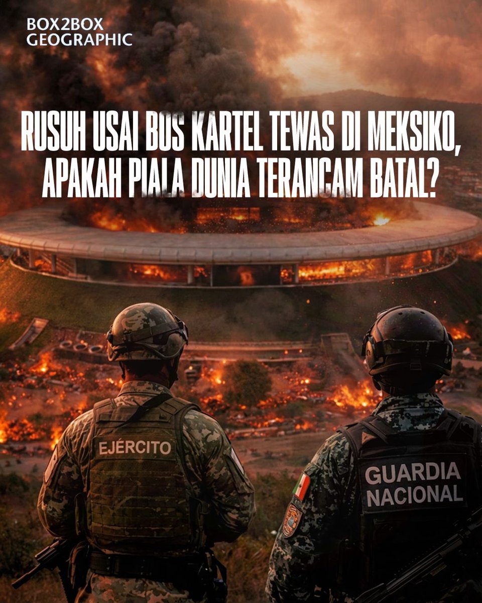 Box2BoxBola's tweet photo. KARTEL ๐ค PIALA DUNIA
Rusuh kartel di Meksiko = Piala Dunia 2026 bubar? Gak juga, soalnya kalo ada Piala Dunia justru bikin kartel makin cuan ๐ค๐ธ
Selengkapnya di #Box2BoxGeographic https://t.co/9JoBZboj5U