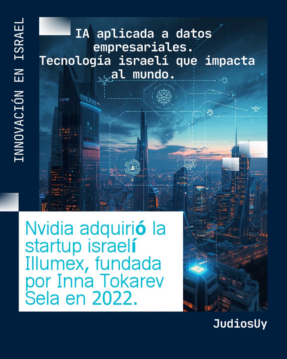 janetrudman's tweet image. Israel no se detiene. 🇮🇱🚀
Nvidia compra la startup israelí Illumex.
Innovación real. Impacto global.
Mientras algunos hablan, Israel crea. 💡#Israeltech