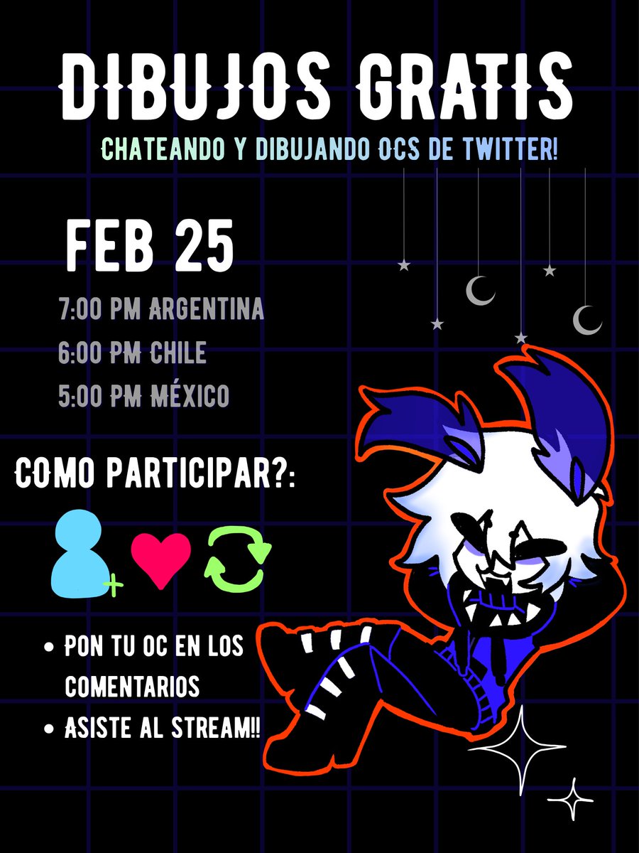 DIBUJOS GRATIS‼️

Deja tu oc en los comentarios, sigue los pasos de la imagen y listo ya estás participando!

Para ser elegidos deberán de estar presentes en el stream de hoy :3
twitch.tv/endkhaos

#artmoots #moots #artistsontwitter #smallartist #smallstreamer