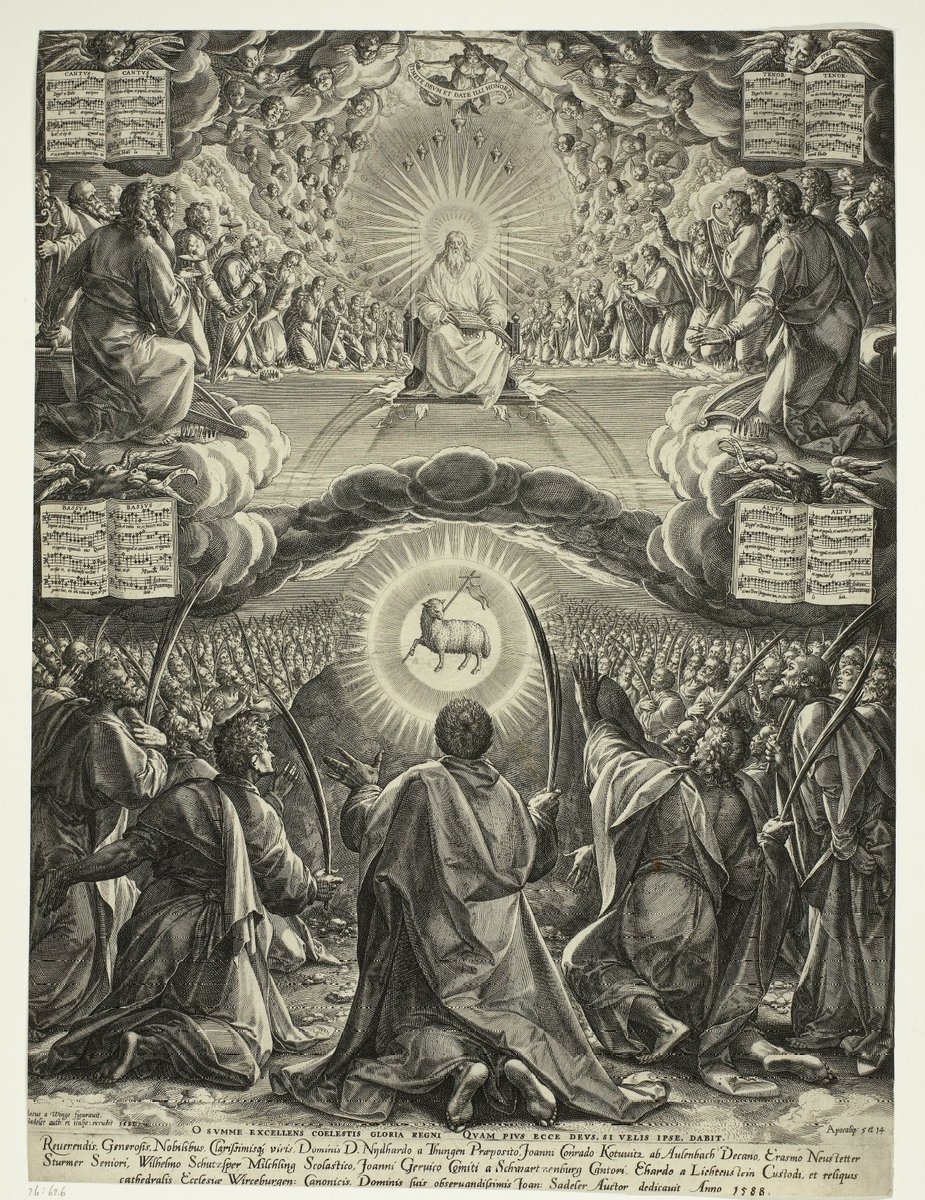 Adoration of the Mystic Lamb, engraving, Johann Sadeler after a drawing by Joos van Winghe, c.1588