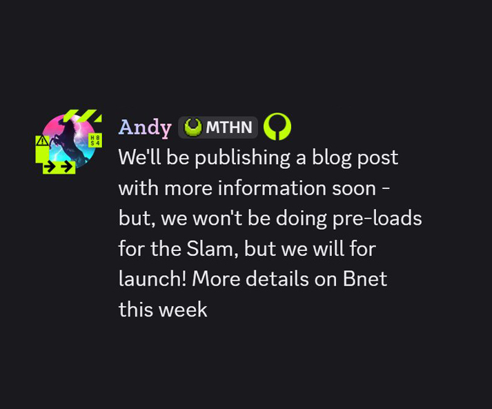 ‼️NEW: NO PRE-LOAD FOR THE MARATHON SERVER SLAM!

Bungie has confirmed that there will be no pre-load for the  Server Slam, but will be one for the full launch. 

Server Slam runs from February 26 at 10 AM PT to March 2 at 10 AM PT.