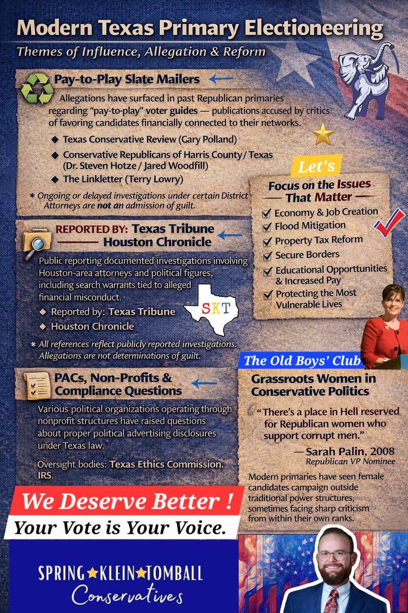 SKTConservative's tweet image. Greetings, #HCRP Republicans in #Spring, #Klein, &amp;amp; #Tomball: Let’s build a stronger, united conservative movement rooted in integrity, transparency and honest values. Your vote matters—let’s make it count for our communities! 💯 🇺🇸 #HarrisVotes
FB.com/share/p/18DnAB…