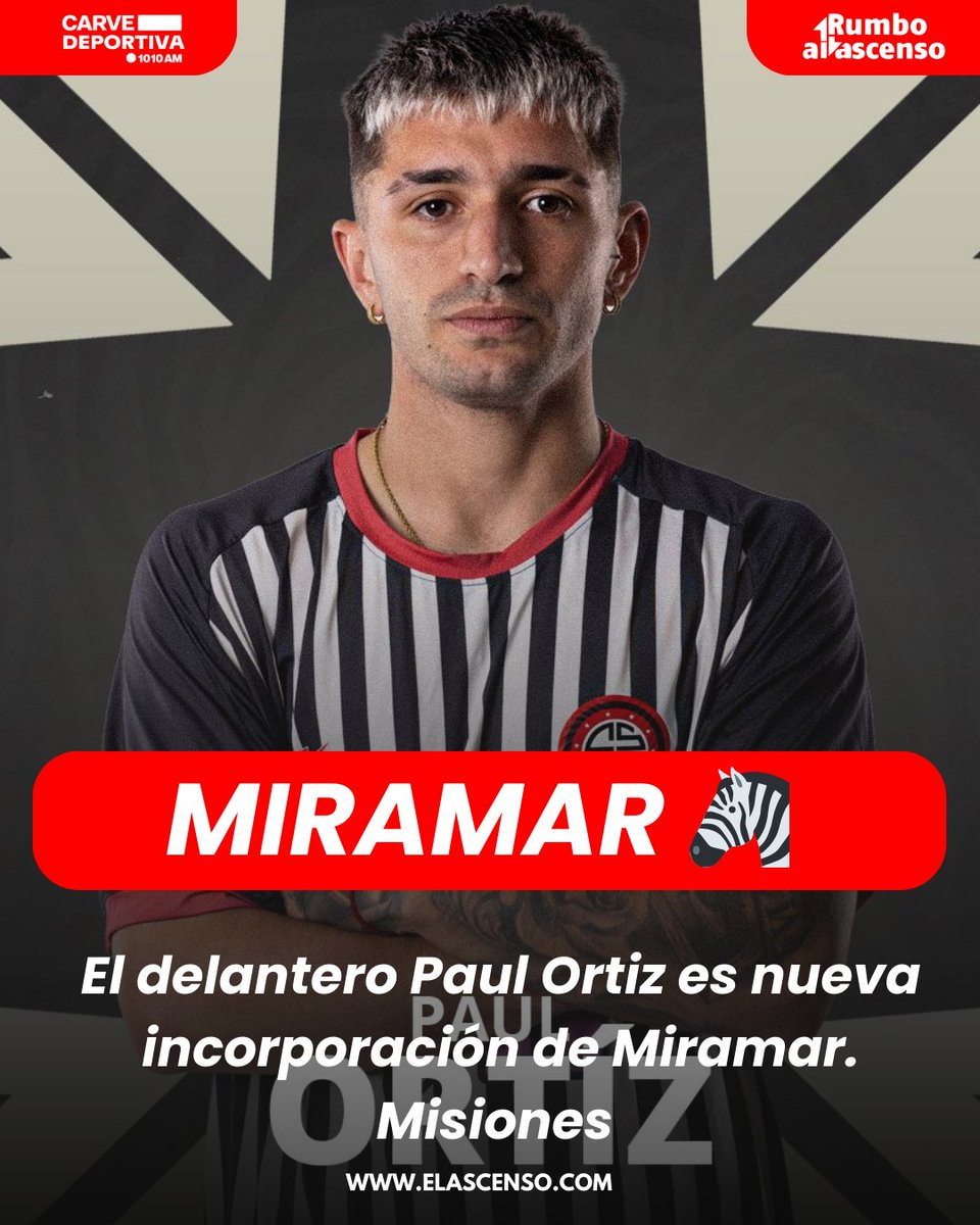 elascensouy's tweet image. #Miramar 🦓

Paul Ortiz [23] jugará en Miramar Misiones.
El delantero llega desde Uruguay Montevideo.