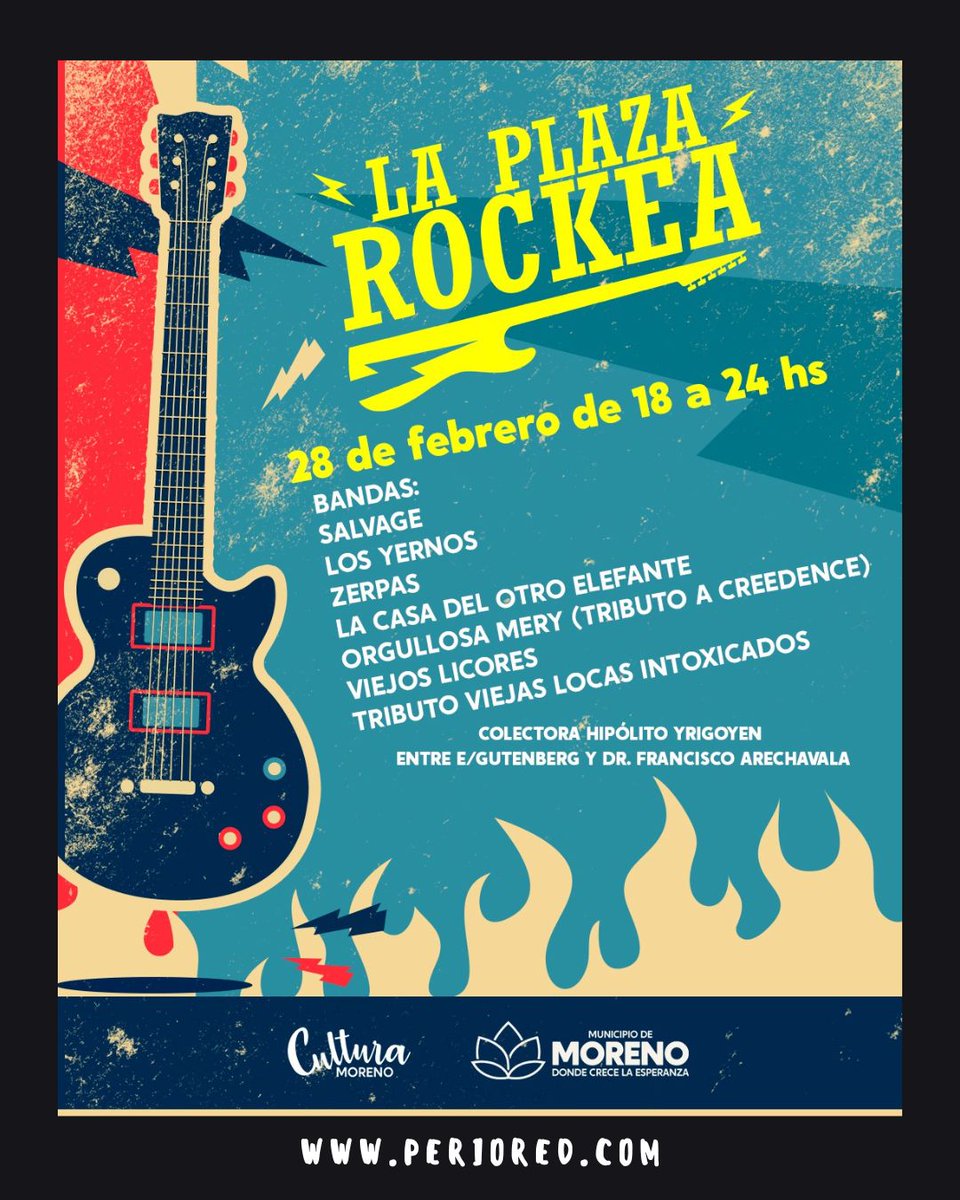 📩 Si queres ser parte de la Plaza Rockea podes enviar tu demo a infobandasmoreno@gmail.com
🤘🏽 ¡Las y los esperamos!
📍 Colectora Hipolito Yrigoyen entre e/Gutenberg y Dr. Francisco Arechavala
🎟️ Entrada libre y gratuita.

🎼
#rock #festival #musica