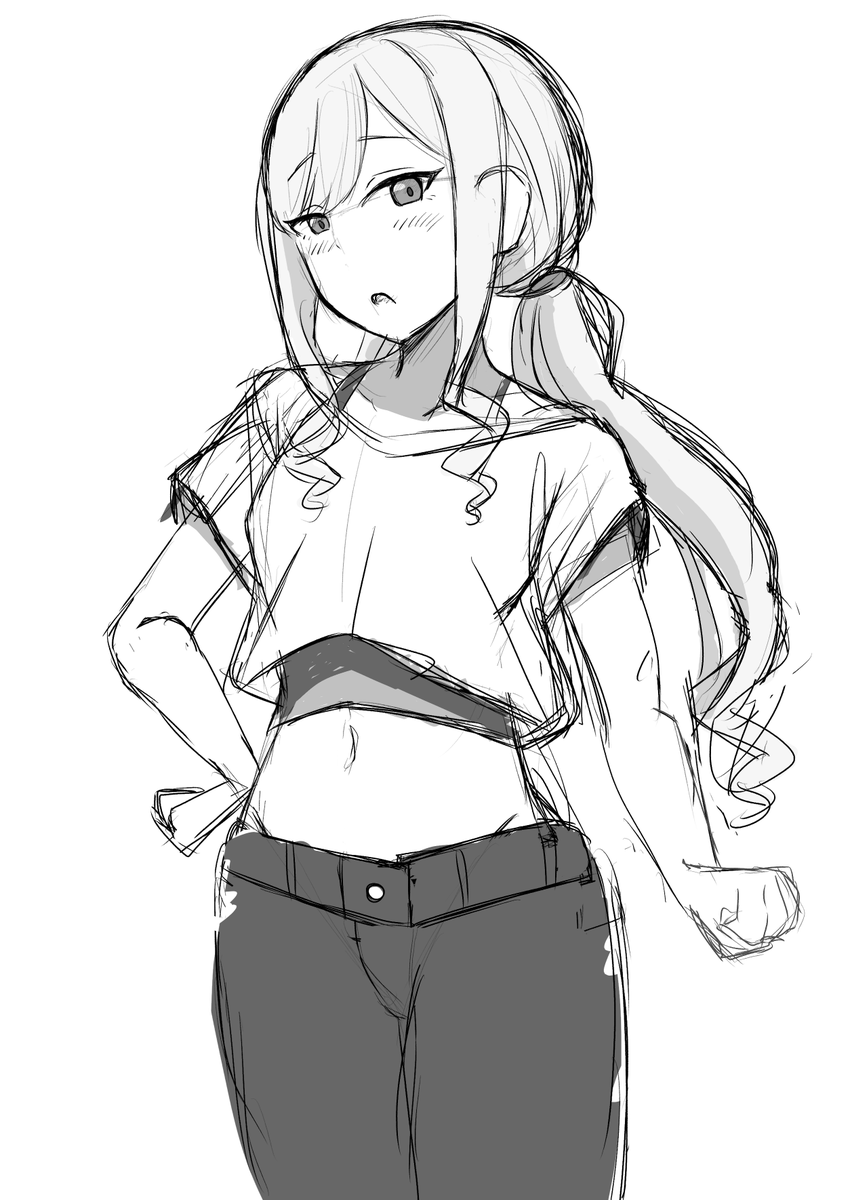 ＃ばっどがーる　
モノクロらくがき
56話の凉ちゃんの服装と髪型、とってもすこ