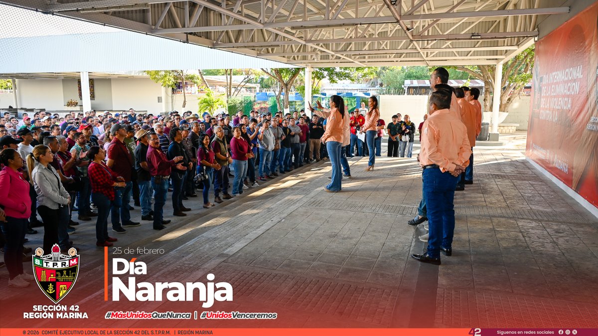 25 de febrero  |  Día Naranja

Esta mañana, en las instalaciones de nuestra Sección 42, compartimos una plática dedicada a la prevención y eliminación de la violencia contra la mujer. 

Seguimos trabajando de la mano de nuestro líder Luis Gerardo Pérez Sánchez, y en plena