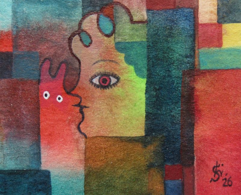 今日描いた絵『kissmy明日』水彩紙、透明水彩、2026.2.25《きっと明日