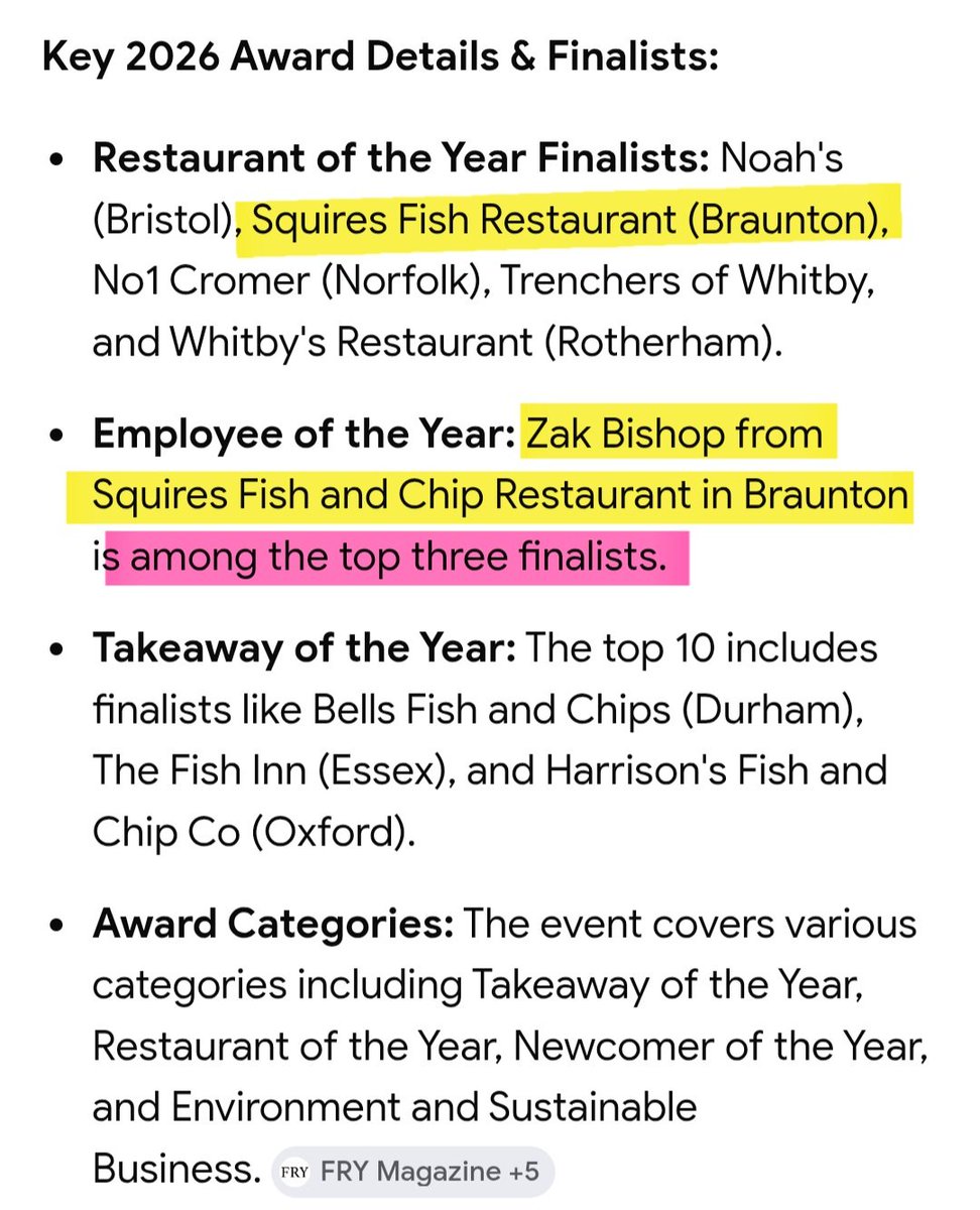 Final results will be announced today at the <a href="/ParkPlazaHotels/">Park Plaza Hotels</a>  Westminster Bridge in London. Very best of luck to Zak &amp; Squires Fish Restaurant, representing <a href="/brauntonvillage/">Braunton</a> &amp; North Devon at its very best!! #fishnchips #food #foodawards <a href="/NFFF_UK/">NFFF - National Federation of Fish Friers</a>