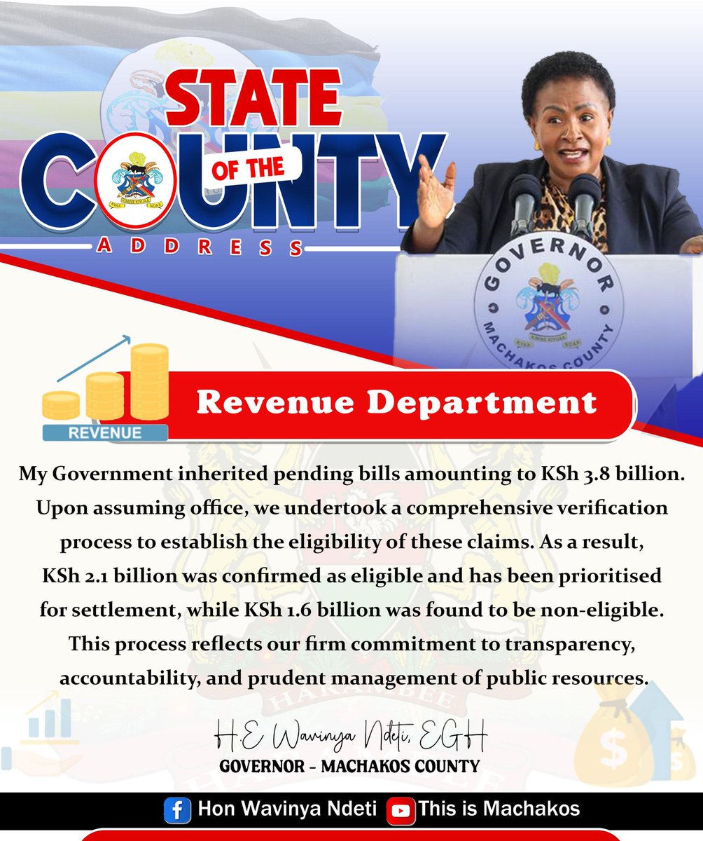 Through Her Excellency administration, she digitalized, revenue collection across the county, closing corruption loopholes in the department, 
#MachakosCountyAddress