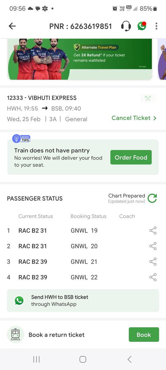 008Jaiswal's tweet photo. I had booked four tickets, in return I got two seats in rac and the money is being charged for four tickets, either a seat should be made available to me during my journey or my money should be half refunded. 
@RailMinIndia @RailwaySeva @drmhowrah https://t.co/PEd9ahnWcI