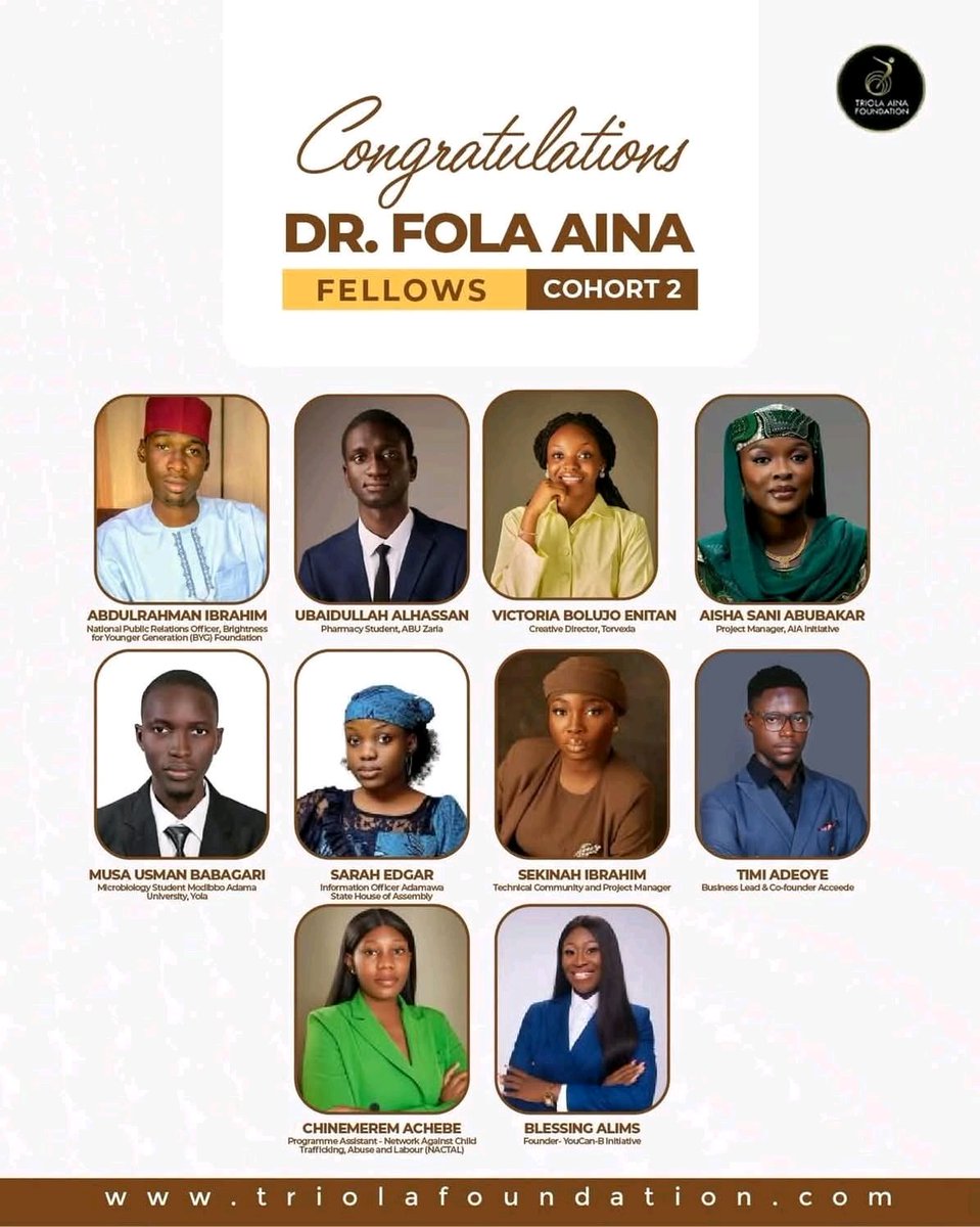 BabagariUsman's tweet photo. Alhamdulillah!
Honored to be selected among the Top 10 Fellows of the Dr. Fola Aina Fellowship Cohort II (2026) from 5,000+ applicants. Proud to be one of the selected.
Authenticity matters—tell your real story. There’s room for everyone to succeed.
#DFAFellow https://t.co/Of4K6AokRi