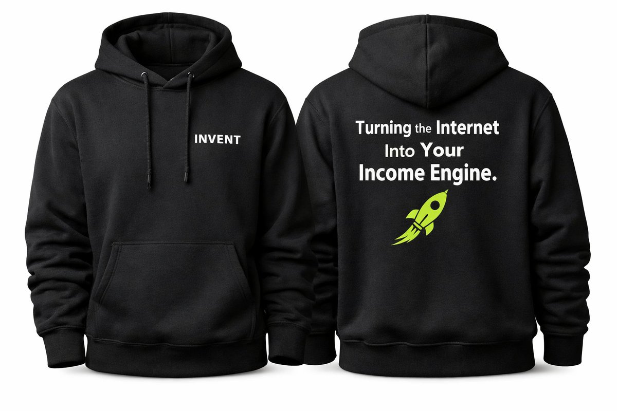 AfsanaSk7's tweet image. Designed swag I’d actually wear 👕

Minimal black hoodie:
Front — “INVENT”
Back — “Turning the Internet Into Your Income Engine.

Clean, bold, and streetwear-first. No corporate fluff.
Would love to see this in the merch store.

@InventMoneyApp #InventMoney #SwagDesign #Web3