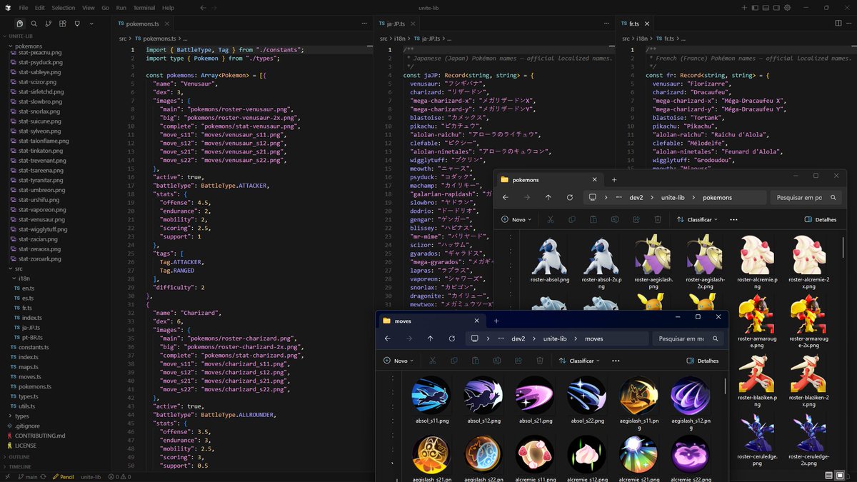 I created library from a need to keep Pokémon Unite data consistent across my several projects. 

Now I’m sharing it with the Pokémon Unite dev community, is avaiable trough NPM and the github repository is open source. Feel free to try in your app and to contribute.