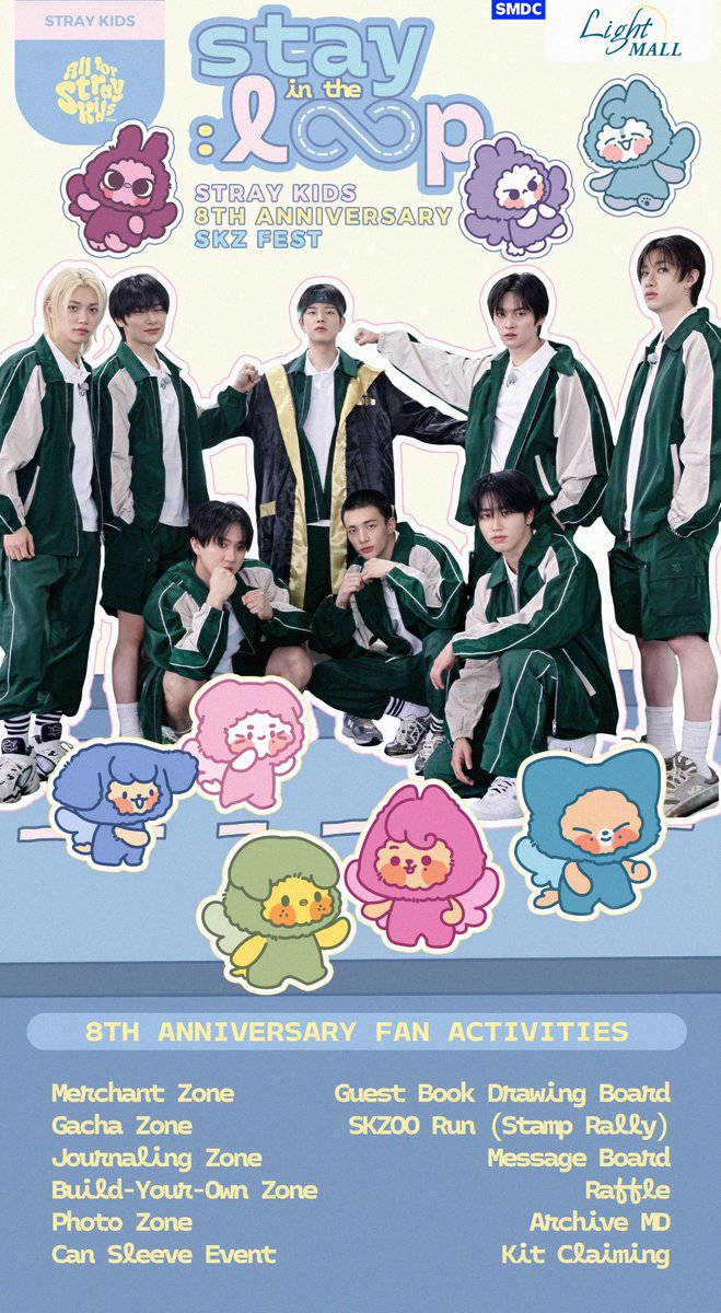 allforskzph's tweet image. 8 years with Stray Kids. ∞

𝓼𝓽𝓪𝔂 
𝙞𝙣 𝙩𝙝𝙚 
:𝓵𝓸𝓸𝓹 
ꜱᴋᴢ ꜰᴇꜱᴛ

📍 SMDC Light Mall Activity Area
🗓 April 11, 2026 | 11AM–5PM

☁️ Pre-registration Period: Feb. 25, 2026 ~ until all slots taken
🎟 Registration Kit: PHP 500 (inclusive of activity zone entrance)