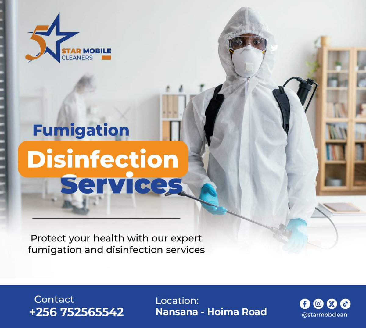5starMobClean's tweet photo. Expert Fumigation &amp; Disinfection Services! 

🔹 Protect your health with our professional fumigation and disinfection solutions for homes, offices, and businesses.
🔹 We use eco-friendly products and advanced technology to keep your space safe, clean, &amp; pest-free. https://t.co/AefPOOFg8i