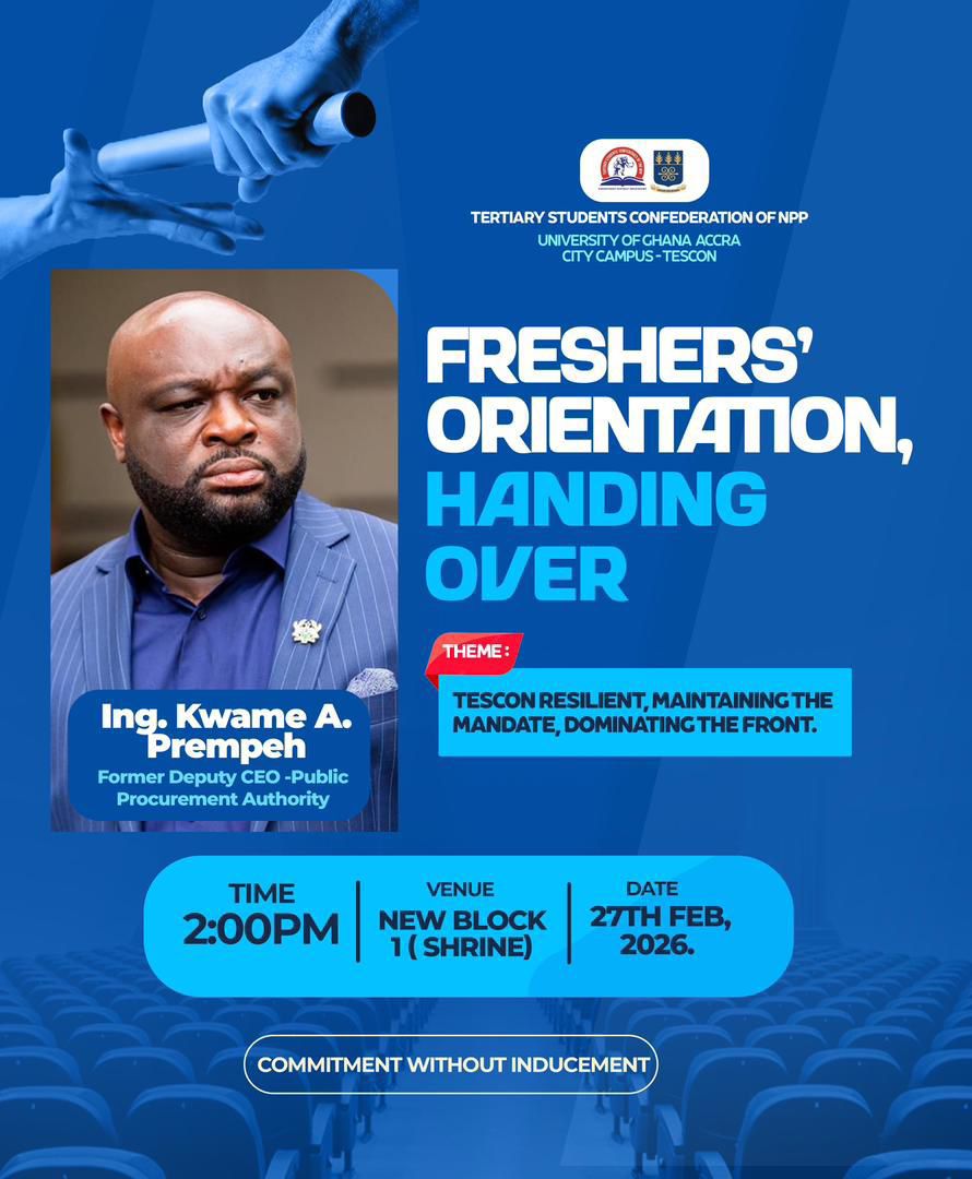 oliviaodur153's tweet photo. TESCON-UGACC warmly invites you to join us for the TESCON Freshersโ Orientation & Handing Over Ceremony with our special guest, Ing. Kwame A. Prempeh (KAYPEE) Aspirant for NPP National Organizer.
#kaypee
#kapee4NationalOrganizer https://t.co/8SnkXKJSSt
