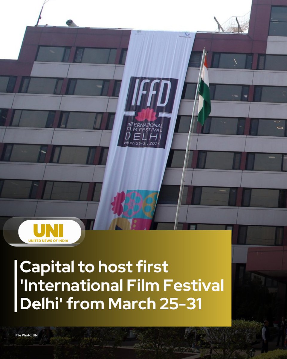 uniindianews's tweet photo. The national capital will host the first-ever International Film Festival Delhi (IFFD) from March 25 to 31, 2026, in a major step towards positioning the city as a global cinematic hub and placing the city on the global map for film tourism.

The week-long, government-led festival will be organised across prominent venues in Delhi, including Bharat Mandapam, with more than 125 Indian and international films set to be screened during the festival. 

#IFFD | #InternationalFilmFestivalDelhi | #BharatMandapam | #Delhi | #UNI