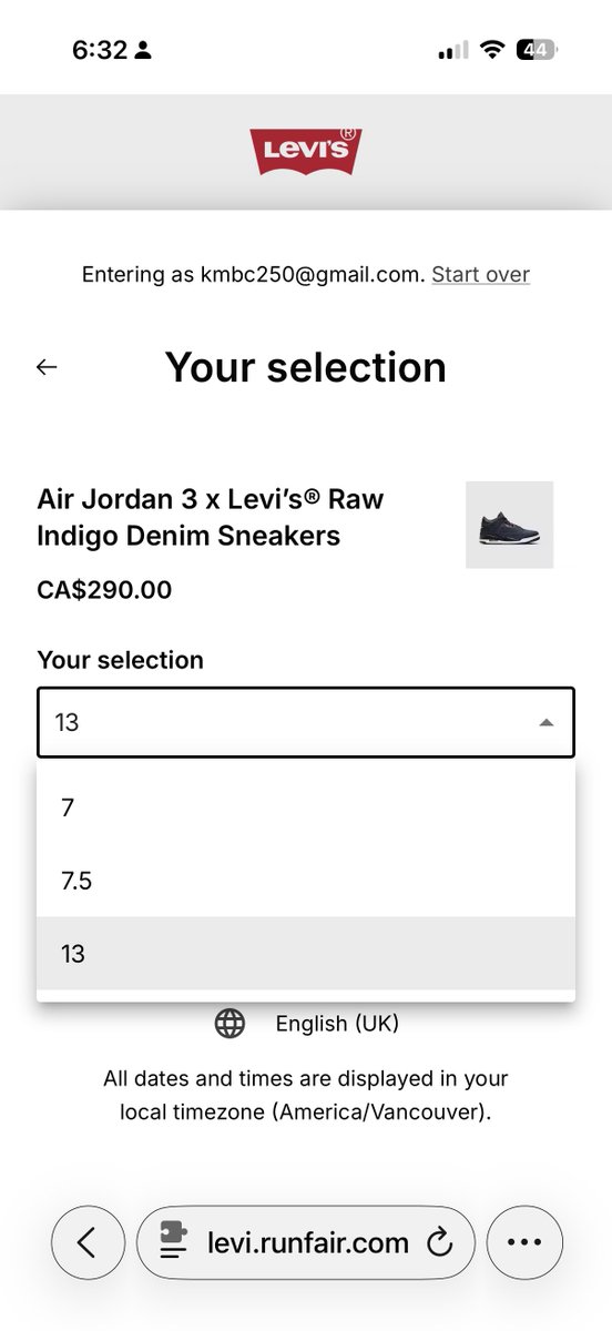 str8upkyle's tweet photo. @EQLofficial 

Your Levi Canada raffles are messed up. https://t.co/A6276f7plO