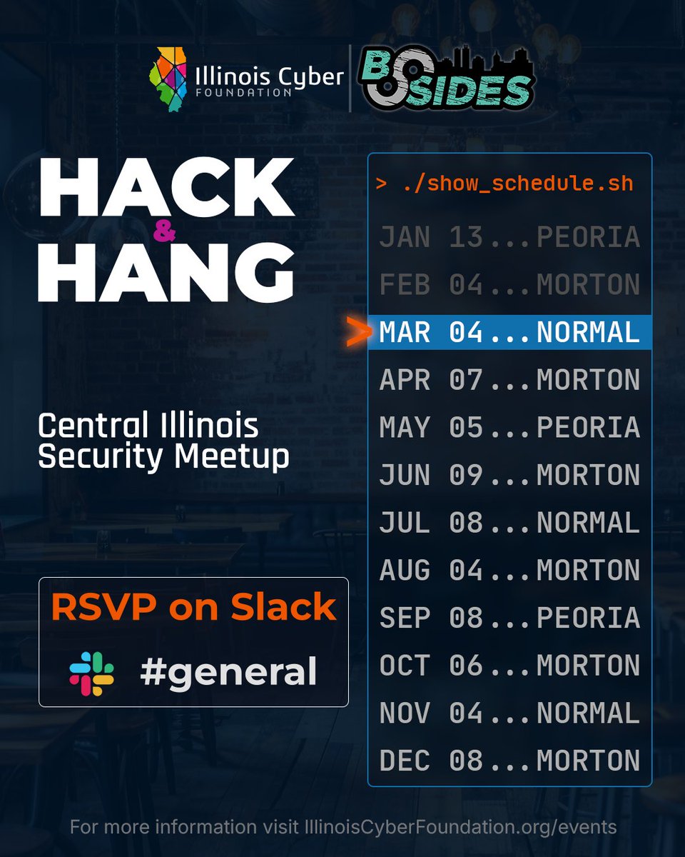bsidespeoria's tweet image. Next Wednesday: Tacos, Beer, and Security. One week out from DESTHIL. Students, this is the room you want to be in. RSVP with ALICE in #general! #CyberCareers #NormalIL