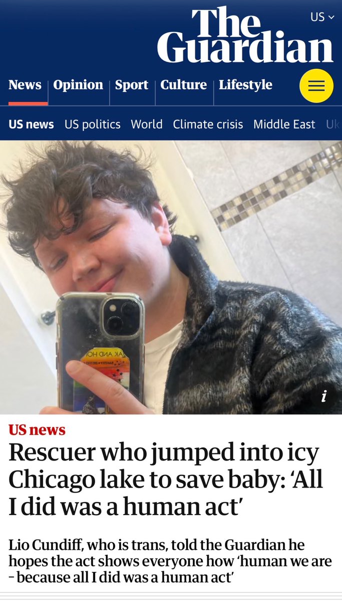 Trans folks are constantly attacked and smeared as child predators, but I’ve seen very little coverage of this trans man who risked his life diving into freezing water to save a baby he’d never met as bystanders watched. His reply to reporters, “All I did was a human act”