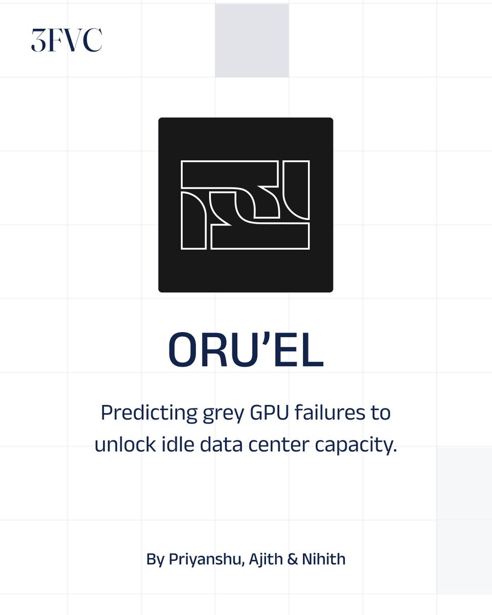 3FdotVC's tweet photo. We’re happy to share that we’ve backed Oru'el.

Oru’el is building physics-first infrastructure to predict grey GPU failures before they bring clusters down, turning idle buffer capacity into active compute. https://t.co/3OcsSaYIiL
