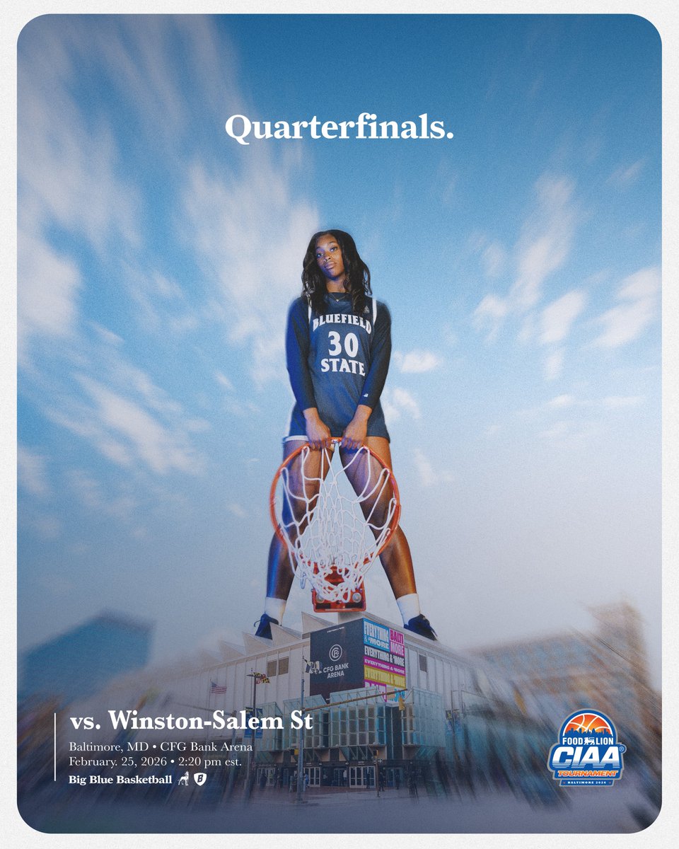 bstatesports's tweet photo. 𝐐𝐮𝐚𝐫𝐭𝐞𝐫𝐟𝐢𝐧𝐚𝐥𝐬 🏀

🏆 𝐂𝐈𝐀𝐀 𝐓𝐨𝐮𝐫𝐧𝐚𝐦𝐞𝐧𝐭
🆚 Winston-Salem St
🏟️ CFG Bank Arena
📍 Baltimore, MD
⏰ 2:20 PM
📊 https://t.co/yYjluKVVzF
🎙️ 𝐁𝐢𝐠 𝐁𝐥𝐮𝐞 𝐒𝐩𝐨𝐫𝐭𝐬 𝐍𝐞𝐭𝐰𝐨𝐫𝐤 ▶️ https://t.co/8FH3tJiq7P
📺 ESPN + 

#CIAAHOOPS #GuardTheHill 🐾 https://t.co/H7h4lM4iky