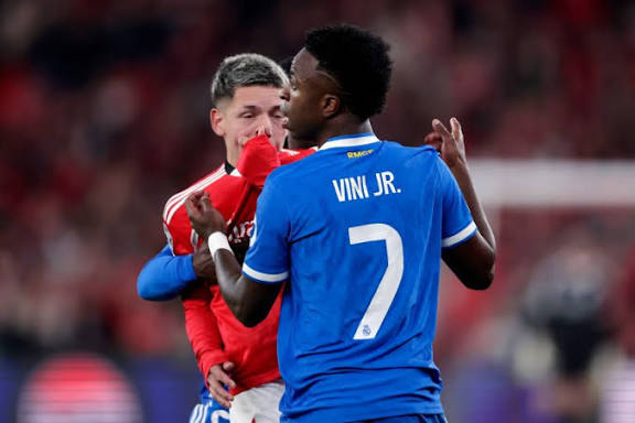 Wavysport's tweet photo. Prestianni accused of racism after Vini goal... classic Madrid playbook. Every time they struggle...what will Vini cry about this time around when they loose to Benfica 
#ViniciusJr #Vini #Racism #VictimCard #RealMadrid #Benfica #UCL #HalaMald https://t.co/cdw2pkb8iS