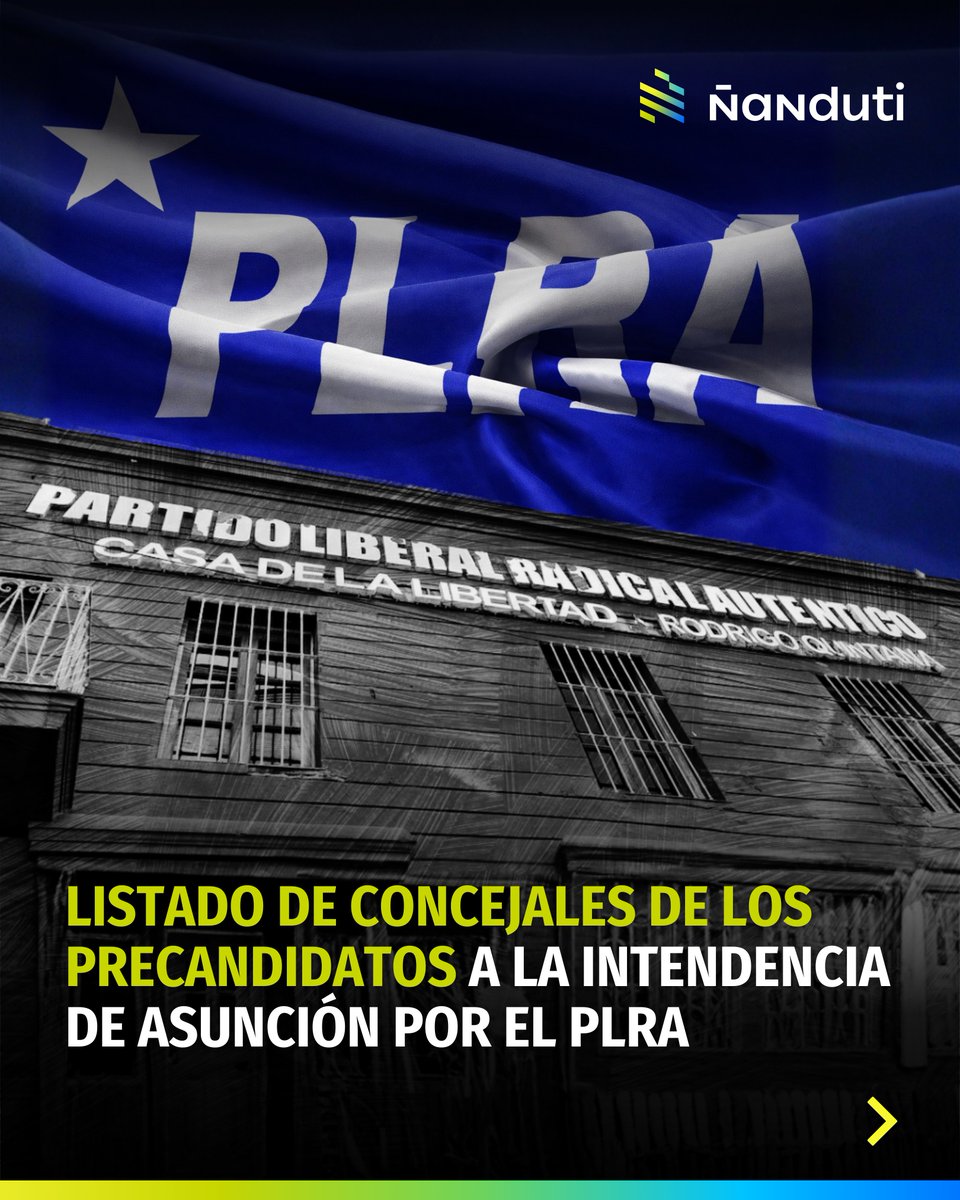 nanduti's tweet photo. Conocé la lista de precandidatos a concejales de Asunción por el PLRA

Te presentamos el listado del movimiento Lidera y del movimiento Diálogo Azul

#Ñanduti