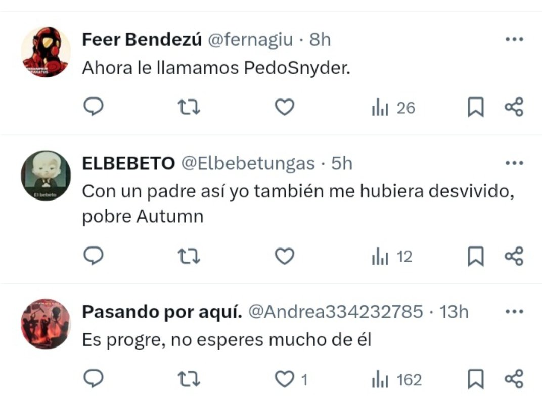 Haters: "No odiamos a Snyder, odiamos a sus fans tóxicos".

También los haters cuando Snyder dice una mínima cosa que no les agrada: