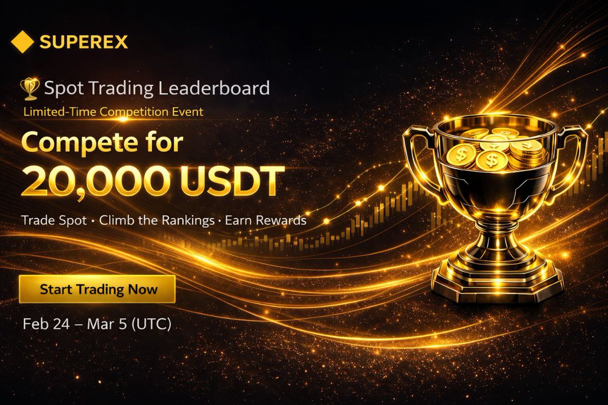 🔥 The SUPEREX Spot Trading Leaderboard is live!
Compete for a massive 20,000 USDT prize pool 
Trade spot, climb the rankings and earn exciting rewards Feb 24 – Mar 5 (UTC)
Don’t miss your chance to shine start trading now and aim for the top! 🚀<a href="/SuperExIndia/">SuperExIN</a> <a href="/SuperExet/">SuperEx</a>