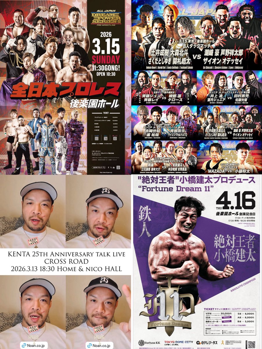 潮﨑豪 出場大会⚔ 🗾全日本 #ajpw ▽ドリームパワーシリーズ2026