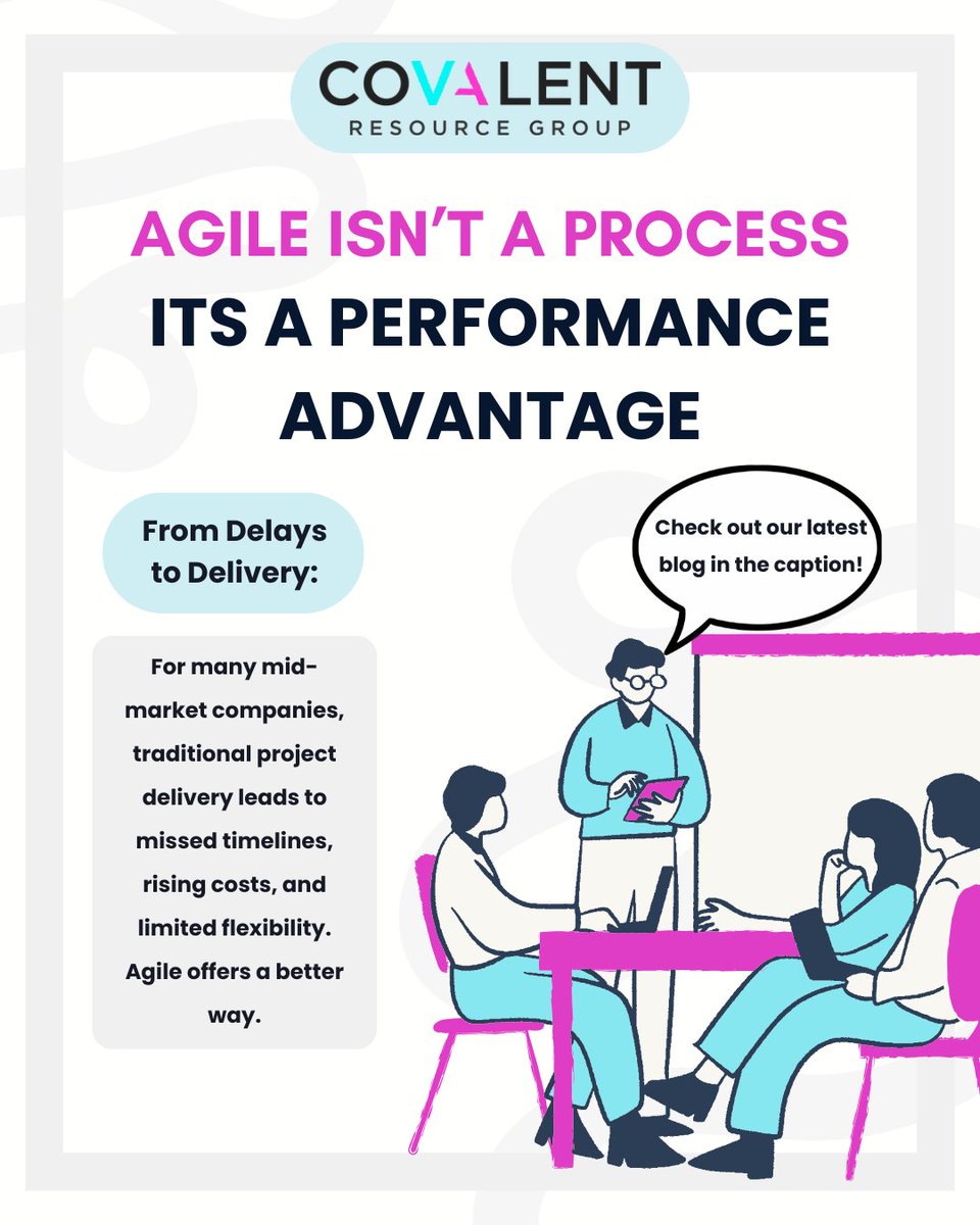 CovalentRG's tweet image. Agile isn’t about ceremonies — it’s about outcomes.

For mid-market companies, traditional project delivery often means missed timelines, bloated budgets, and limited flexibility. Agile changes that.

🔗 Read the blog: covalentrg.com/post/the-real-…

#AgileROI #AgileDelivery #Covalent