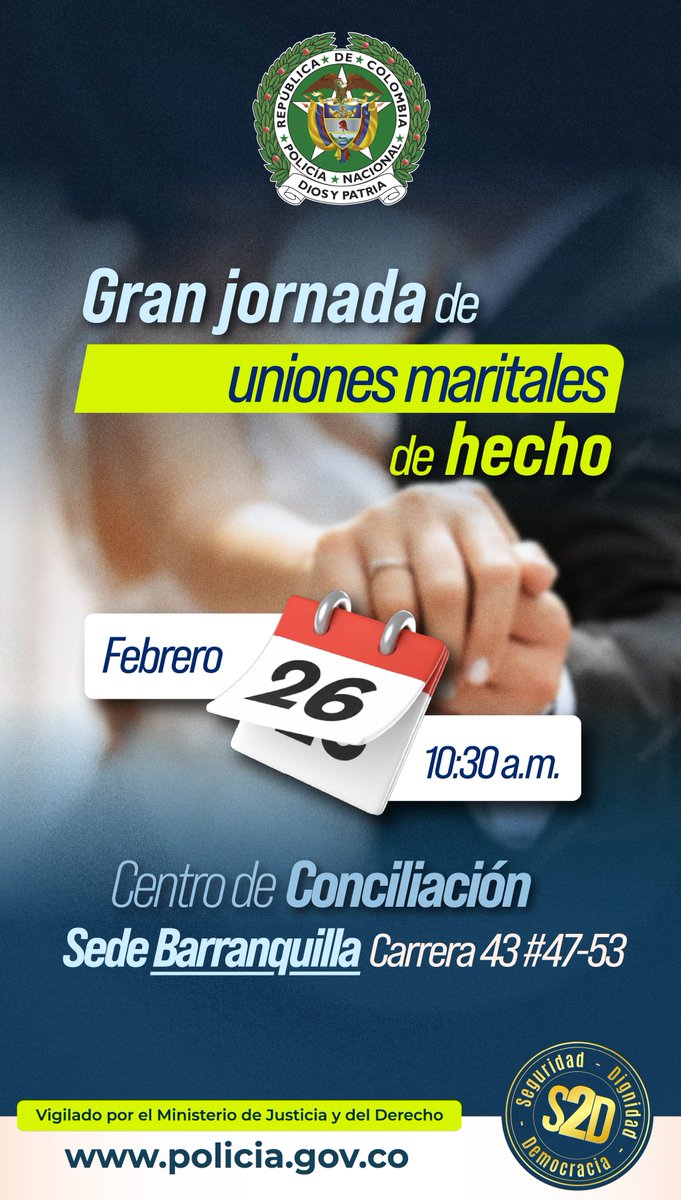 InspeccionGnral's tweet image. En Barranquilla, nuestro Centro de Conciliación realizará una gran jornada de uniones maritales de hecho🤝💍, haciendo realidad sueños y brindando seguridad jurídica a varias familias👨‍👩‍👧‍👦.

¡Seguimos trabajando por la convivencia y el bienestar de nuestra comunidad! ⚖️🏛️

#Dignidad