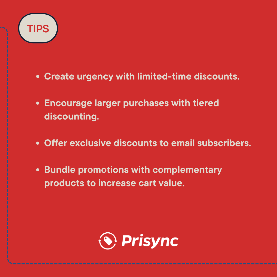 PrisyncCom's tweet image. Want to nail your #pricingstrategy to expand your business? 💰

Here's how: Create urgency with limited-time discounts, and bundle complementary products to increase cart value. Follow these principles and set yourself up for #pricing success! 🚀💰

#PricingTips