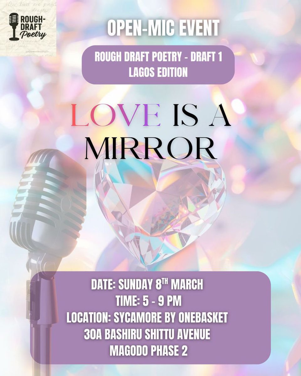 Hi Guys, Rough Draft’s first Lagos edition is happening this March!

We’re super excited for this and really looking forward to meet many of our online family in person!

Please mark the date, and tell a friend to tell a friend. 

Eventbrite tickets to go live shortly.