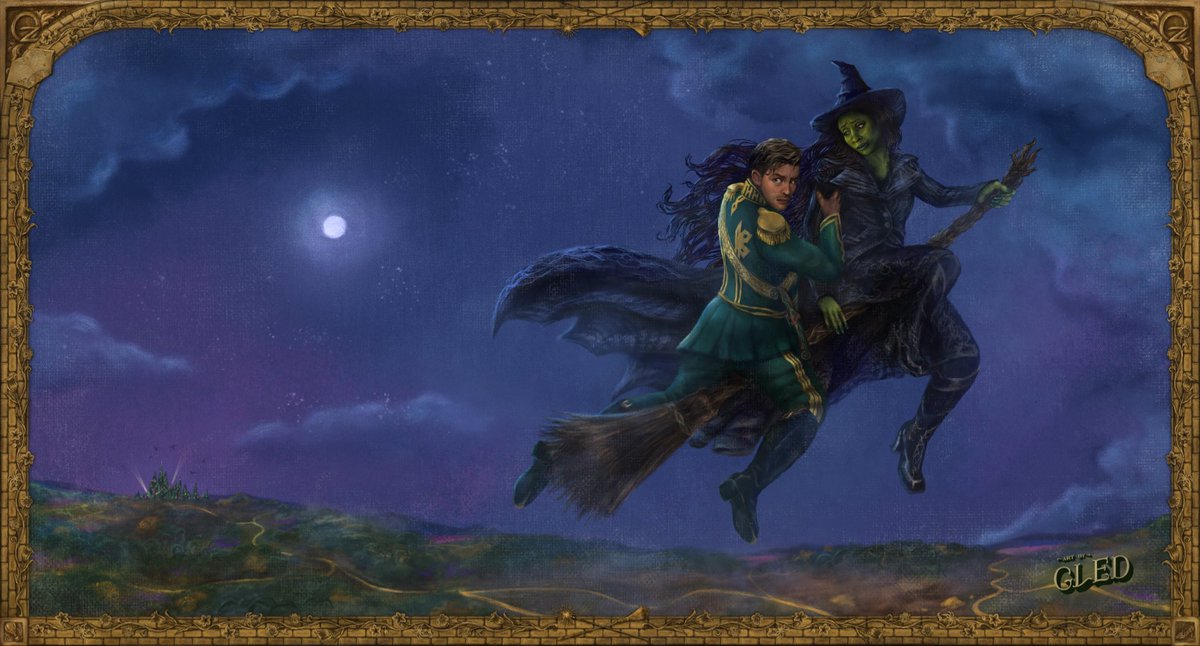 🌙 The Prince of my Heart 🧹 
One of the deleted scenes had Elphaba flying away with Fiyero on the broom and I really wanted to visualize it. This artwork has a slightly more stylized look which I love and I hope you do too! #WickedForGood