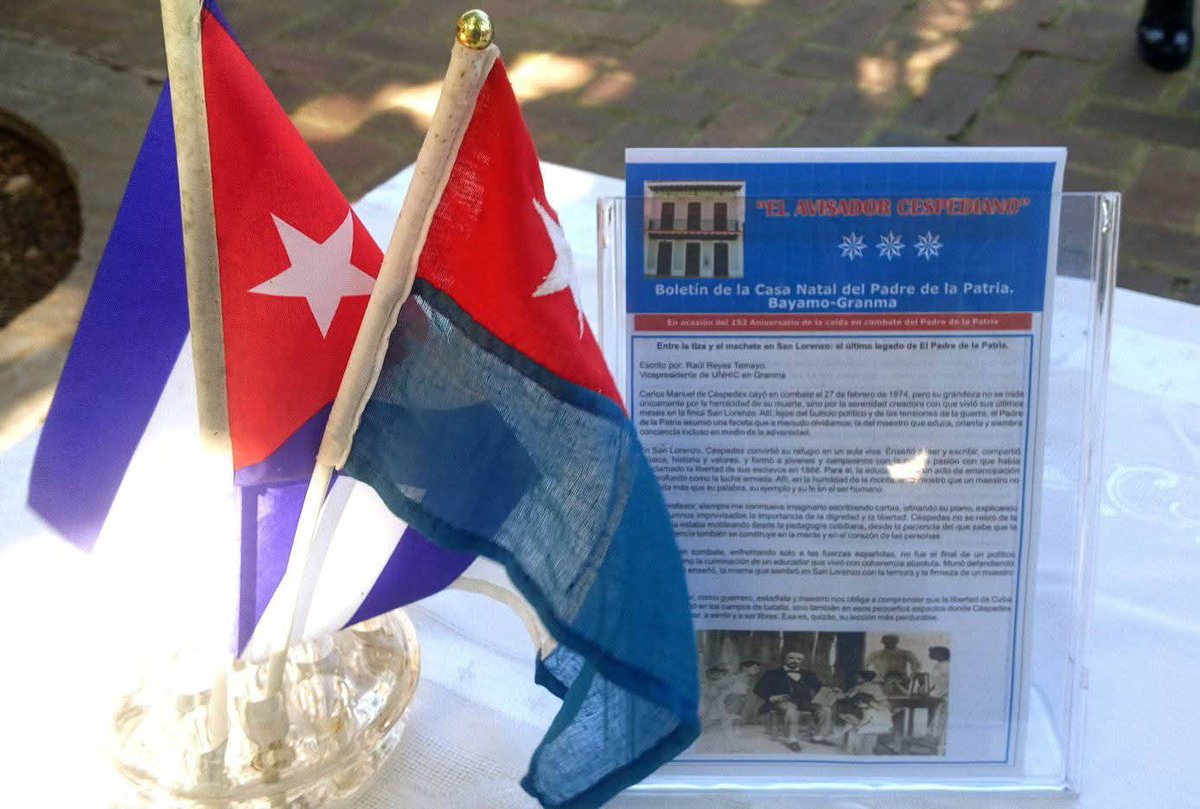 Comenzó en Bayamo la Jornada Hombre de Mármol, que rendirá homenaje al Padre de la Patria, en el 152 aniversario de su muerte.En el Museo Casa Natal de Carlos Manuel de Céspedes se presentó, la primera edición del año del boletín “El avisador cespediano”.
Fuente/ Cultura Granma