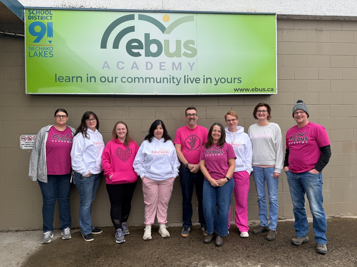 EBUSAcademy's tweet photo. Don't mind us, we will just be over here making kindness a fashion statement!! Did you remember to wear pink today? 🩷🩷🩷 #ebusacademy #pinkshirtday #antibullyingalways #onlinelearning #spreadingkindness #pink https://t.co/FLLkFh49VK