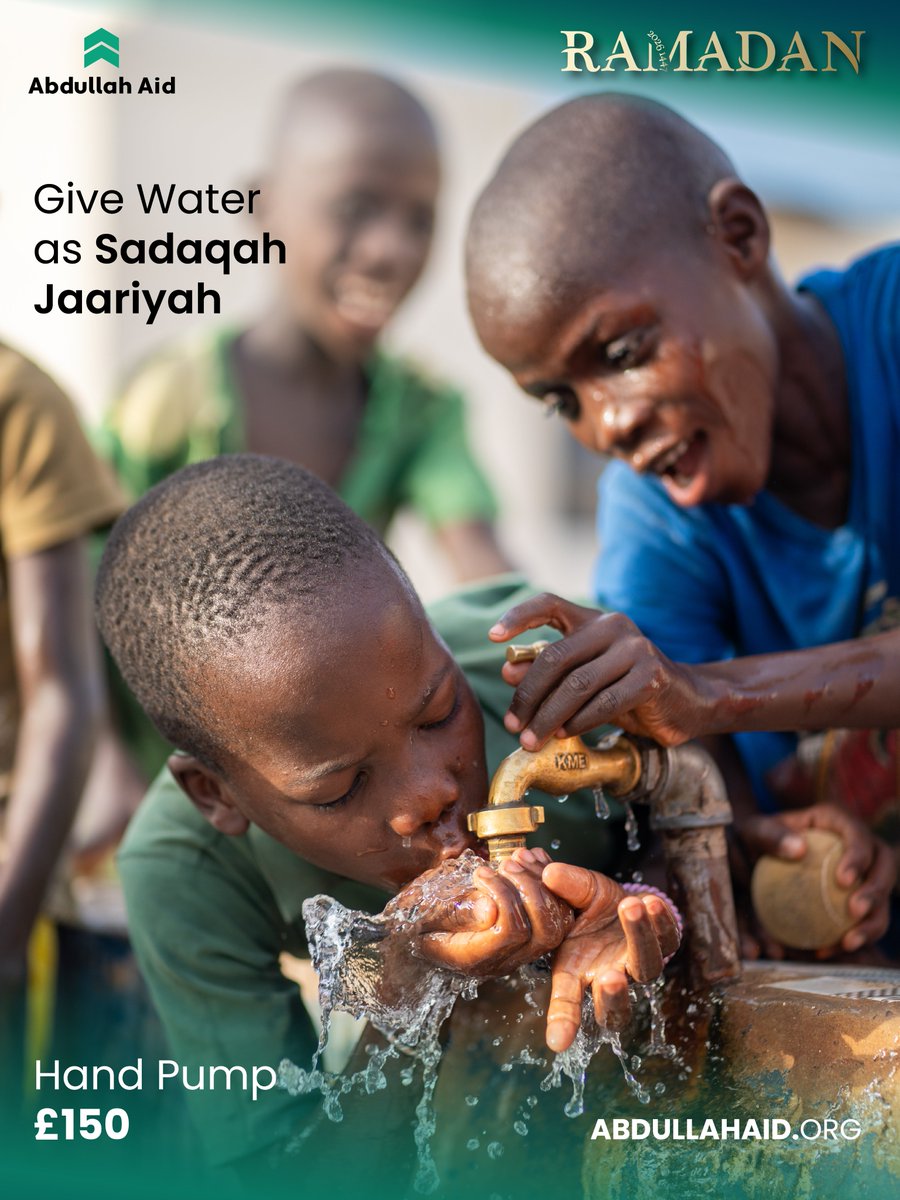 The best charity is giving water to drink.

Donate sadaqah Jaariyah to our water project and help save lives.

📲 abdullahaid.org.uk/ramadan