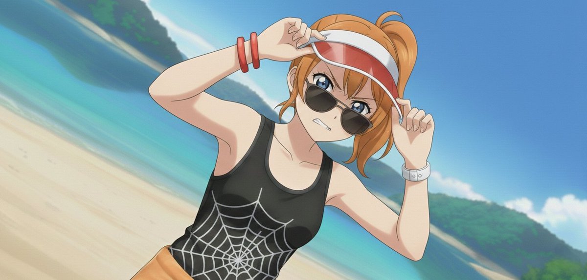 DDittang's tweet photo. Bringing that 2007 heat to the shore! 🌊🔥

"(May 15, 2007)"

A tribute to the one and only Bunty Singh, featuring Honoka Kousaka. From the spiderweb tank to the aviators, it’s pure Main Character energy. 🕶️👊

#BuntySingh #LoveLive #Honoka #2007Vibes #AnimeBeach https://t.co/VkOyPIgpvB