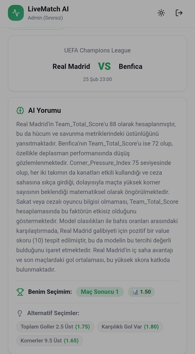 BOL ŞANS ⚽
LiveMatchAI farkı ile... 

#iddaa #bahis #bet #analiz #ankara #antalya #istanbul #izmir #bursa #sakarya #crypto #bets #canlımac #kupon