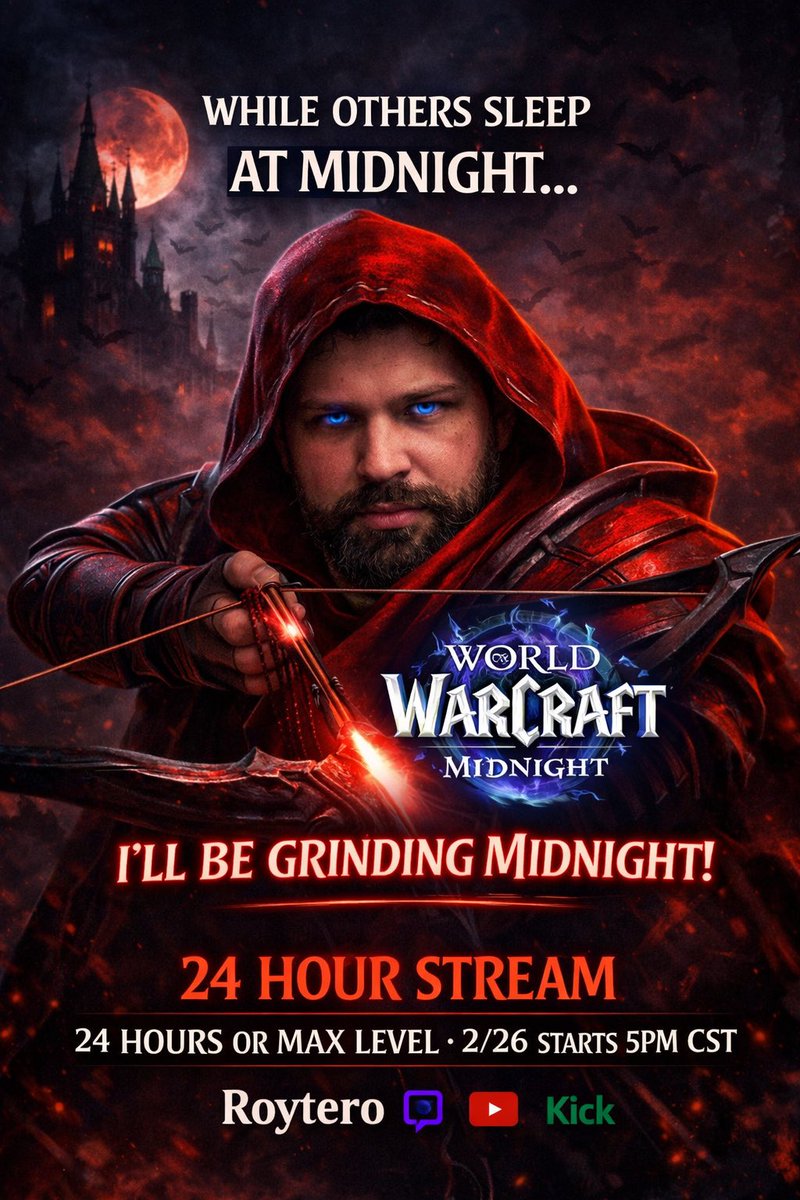 Roytero_'s tweet photo. While you all are sleeping… ILL BE GRINDING MIDNIGHT! 24 Hour stream notice! 

2/26 5pm-5pm let’s get ittttt

https://t.co/pbOh0oB2Vo https://t.co/TYwSJnreB4 https://t.co/bKYYWDdWQa