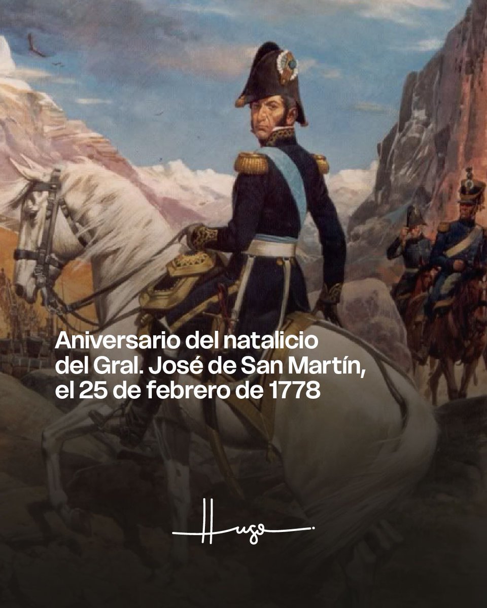 En el día de su nacimiento, recordamos con respeto y admiración al General Don José de San Martín, el Padre de la Patria. Su legado de valentía, generosidad y amor por la nación sigue inspirándonos. 

¡Honor y gloria al héroe de la Patria! 🇦🇷