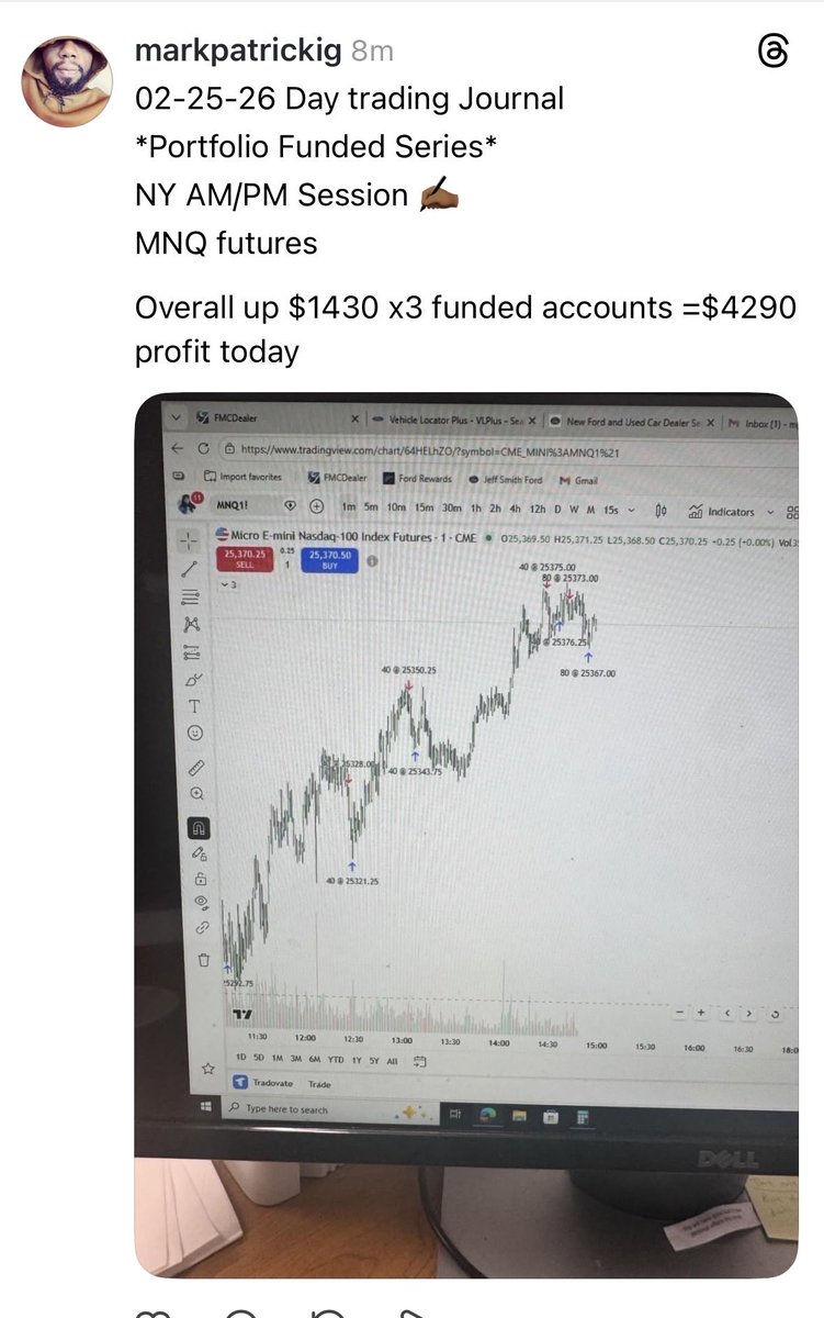 MajorPatrick_'s tweet photo. 02-25-26
Day trading journal 
Funded accounts up 1% on the day.
I have 3 150K accounts with @TakeProfitLLC https://t.co/VH3rz5YIbc