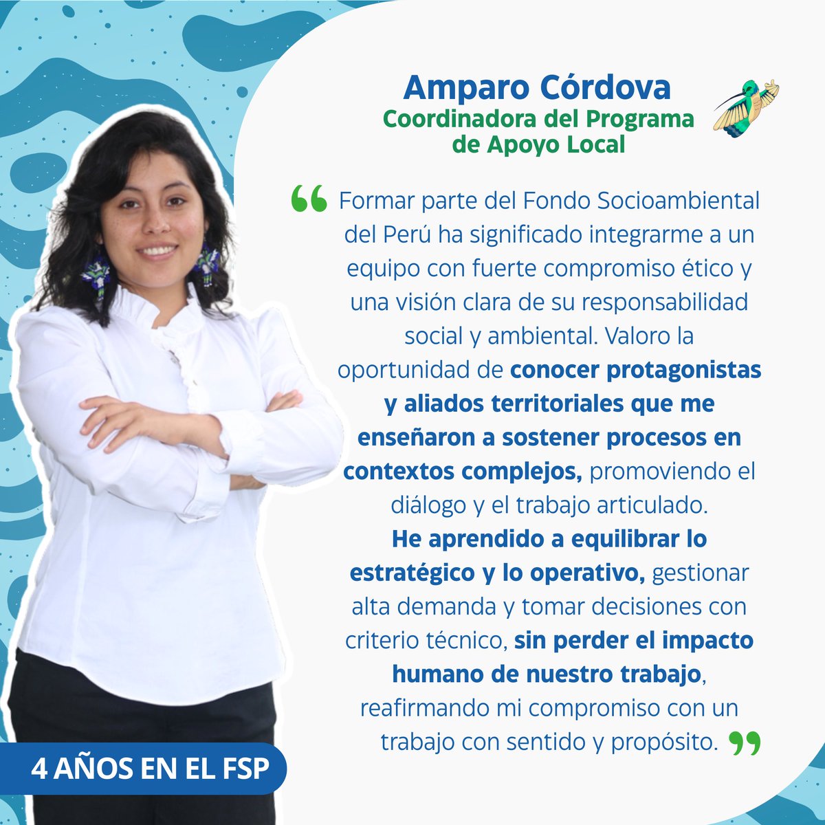PeruFondo's tweet photo. Celebrar este aniversario es reafirmar el compromiso de las y los integrantes del Fondo Socioambiental del Perú. Gracias por caminar juntos. Por más años, mas sueños y más caminos junto a la comunidad. ✨
#7AñosFondoPeru #FSP #AcompañandoCaminos https://t.co/sZK5CkQkLC