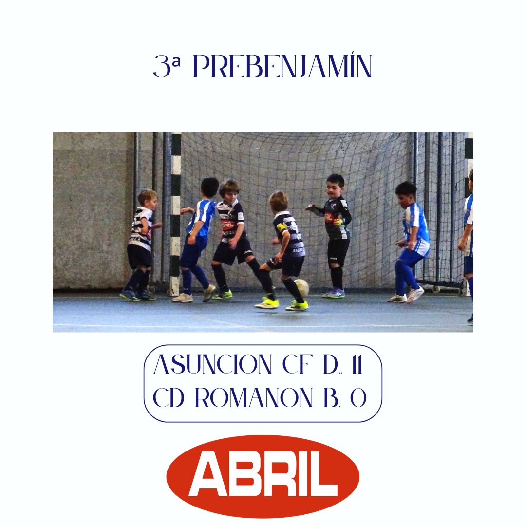 3ª prebenjamin. 
Asunción CF D, 11 - CD Romanón B, 0.

📸📸 facebook.com/media/set/?van…