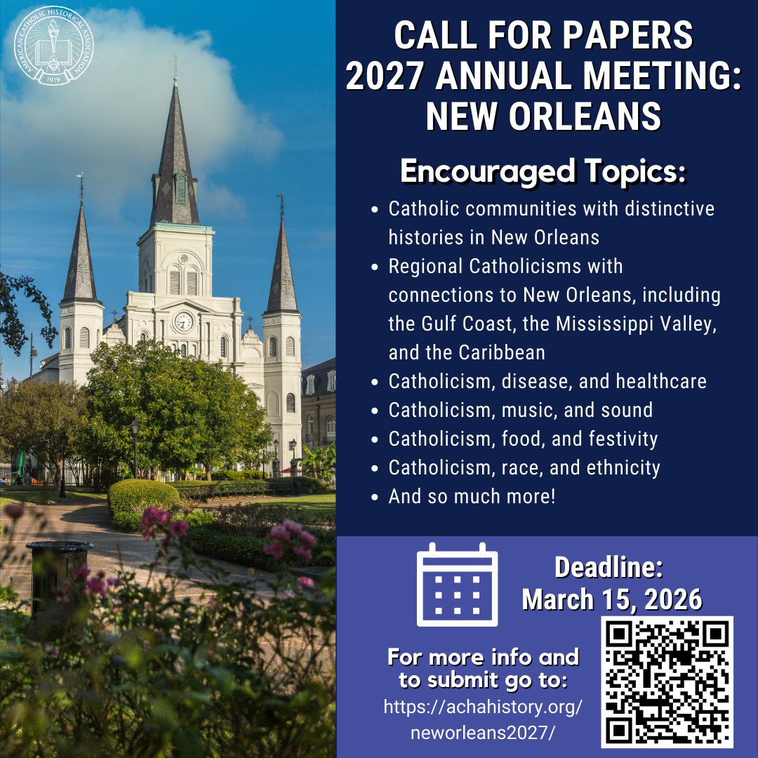 achahistory's tweet photo. While the deadline for AHA joint panels for the 2027 Annual Meeting in New Orleans has passed, there is still plenty of time to submit to the ACHA. To submit and view the full call, visit https://t.co/zMZ1vw1Jsh. https://t.co/9UqtwnMGqu