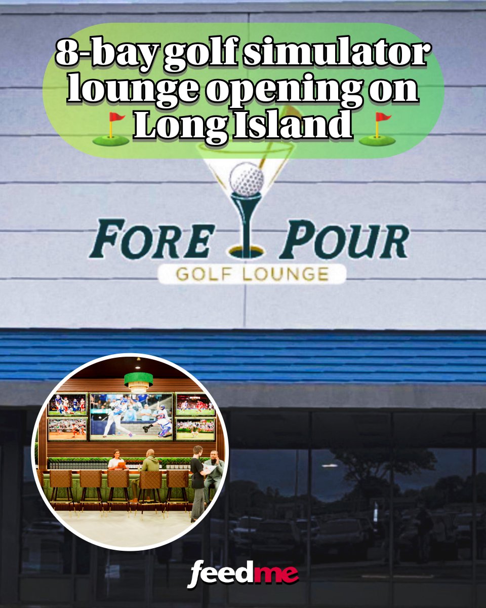 Newsday's tweet photo. Fore & Pour is teeing up in West Babylon. 

The 7,000-square-foot venue on Montauk Highway will have more than 20 TV screens, eight golf simulators, a 41-foot bar with stools for 19 and a dining area with seating for 36, according to co-owner Will Bergersen. 

Read more here: https://t.co/HL27JFtCFZ. (Photo credit: Fore & Pour)
.
.
.
#longisland #lieats #lifood #lifoodie