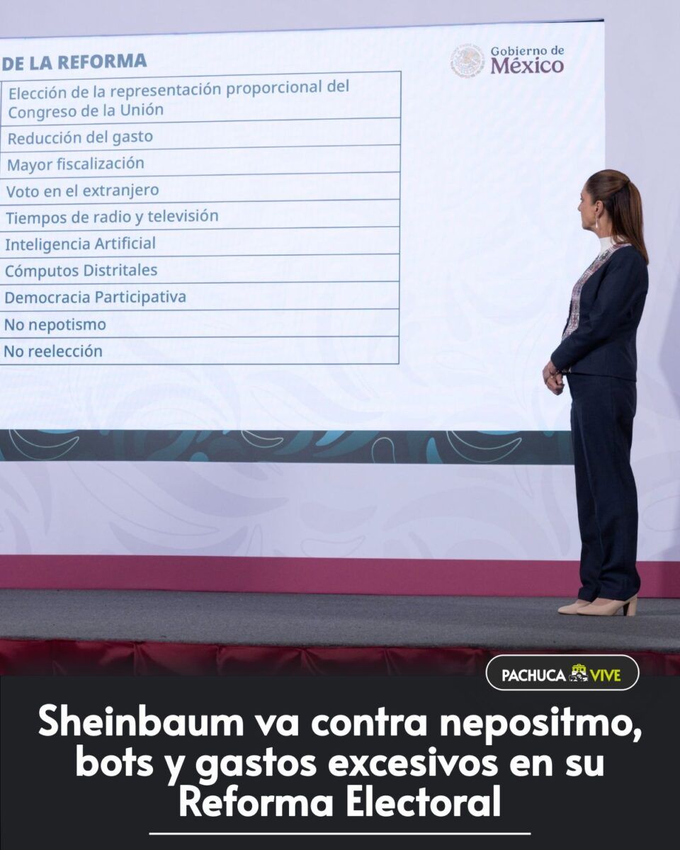 🗳️ Estos son los 10 puntos destacados de la iniciativa de reforma de la presidenta Claudia Sheinbaum para transformar el sistema electoral del país
👉 pachucavive.com/?p=101733