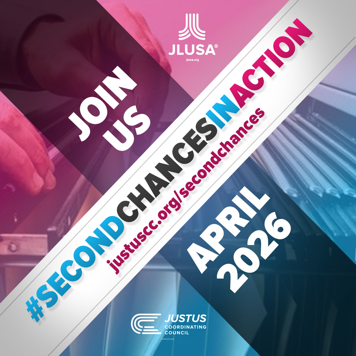 JustLeadersUSA's tweet photo. The @justuscouncil is launching #SecondChancesInAction this April, and we want you to be a part of it.
Join leaders across the country as we work to reclaim opportunities, rebuild reputations, and break the chains of the past in order to start fresh: https://t.co/lgD70uinxN https://t.co/NR6kZd4M0I